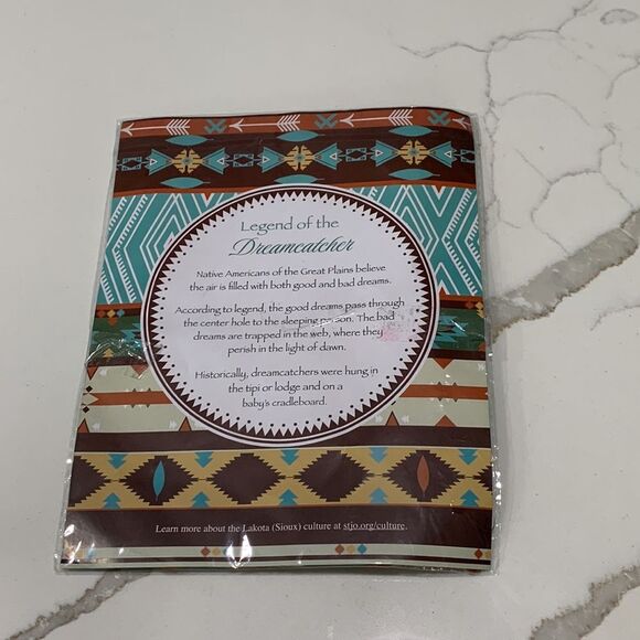 NEW Dreamcatcher Brown White Feathers Lakota Sioux Car Decor - Picture 2 of 4